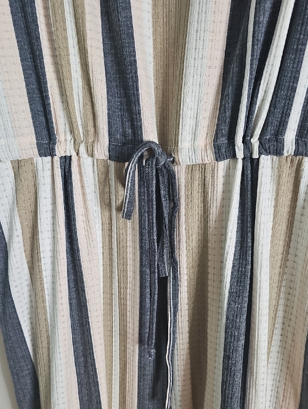 LuLaRoe Striped Xantge Romper in Navy, Cream & Tan - Picture 5 of 8